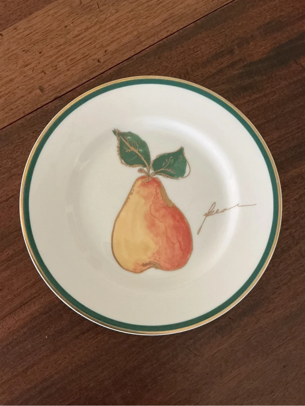 Crate and Barrel Fruit Plates Set of 3 Pear, Apple and Plum